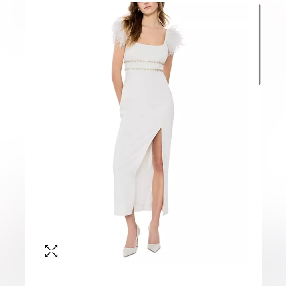 Prima Beaded Empire Waist Midi Dress White